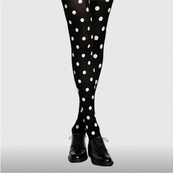 Black and White Polka Dot Tights - Picture 6 of 6